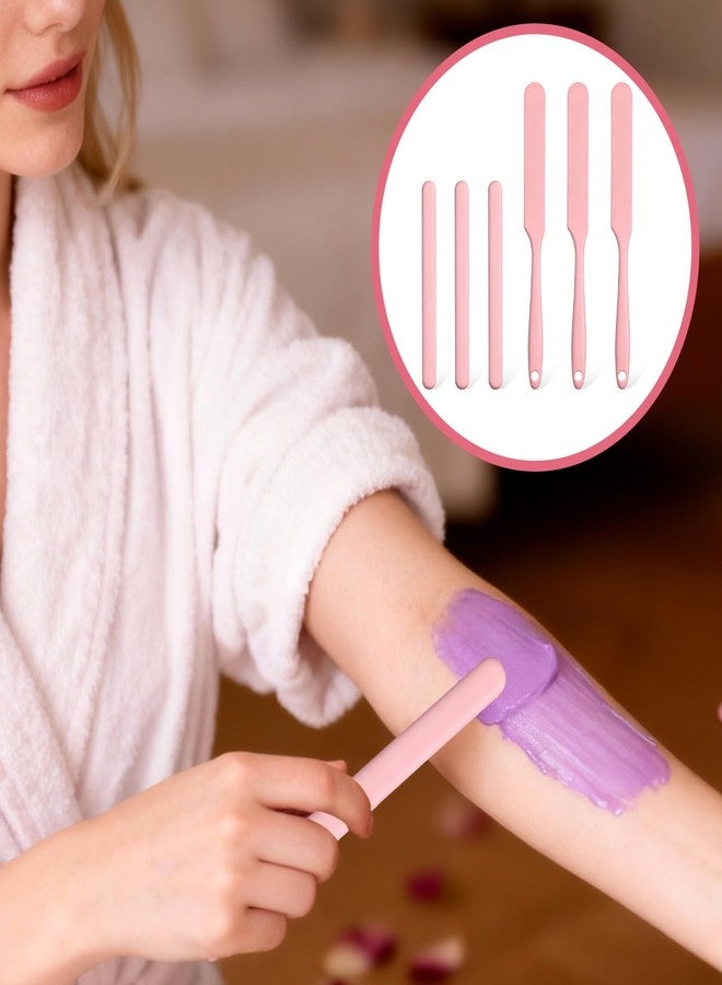 Alrhso 6 Pcs Silicone Stir Sticks and Silicone Wax Spatula Set Reusable Hard Wax Stick for Home Hair Removal Body Care (Pink) - Image 5